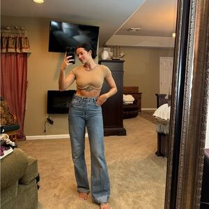 Princess Polly Becca short sleeve crop top in beige